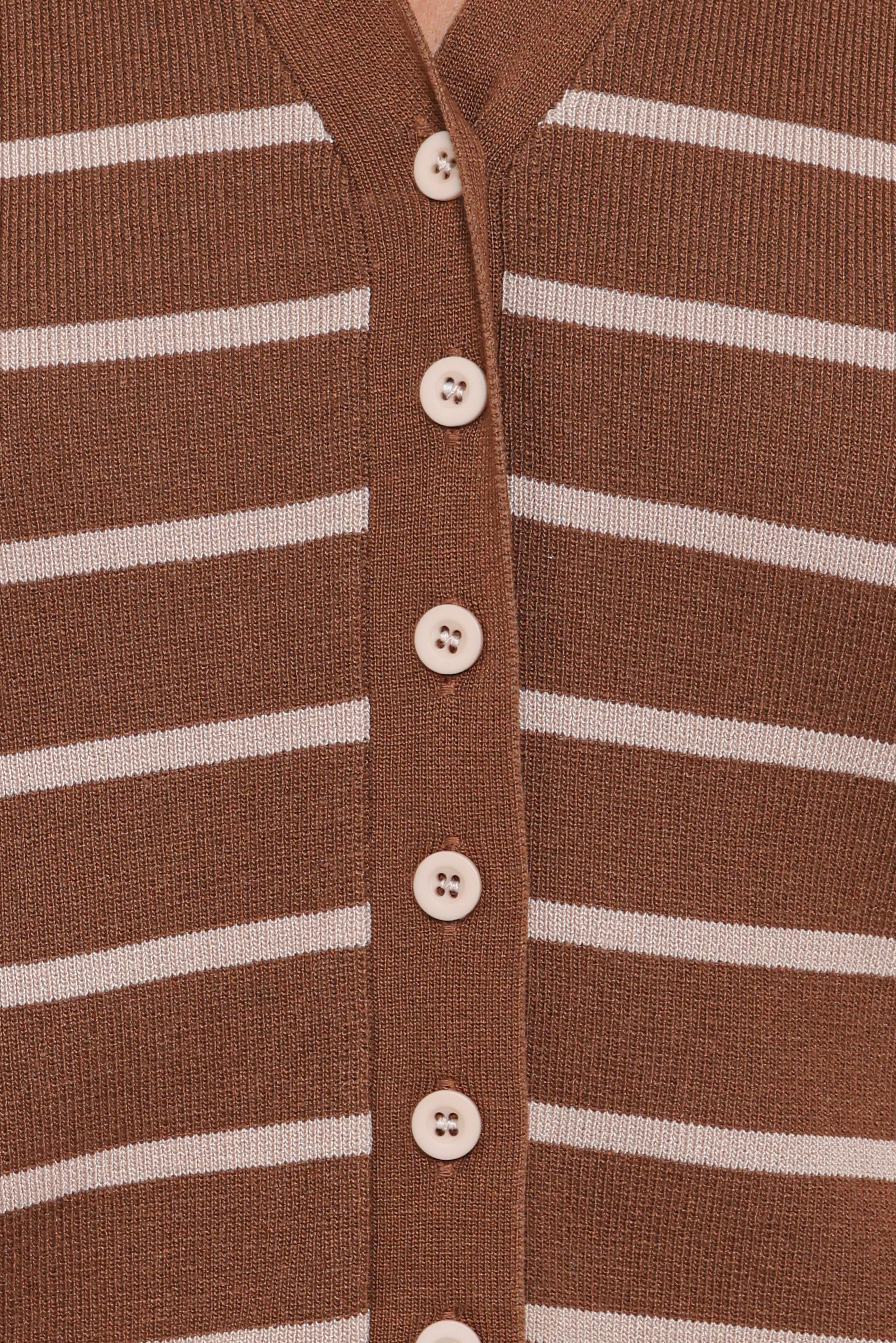 Juna Knitted Pant Set Brown Cream Stripe