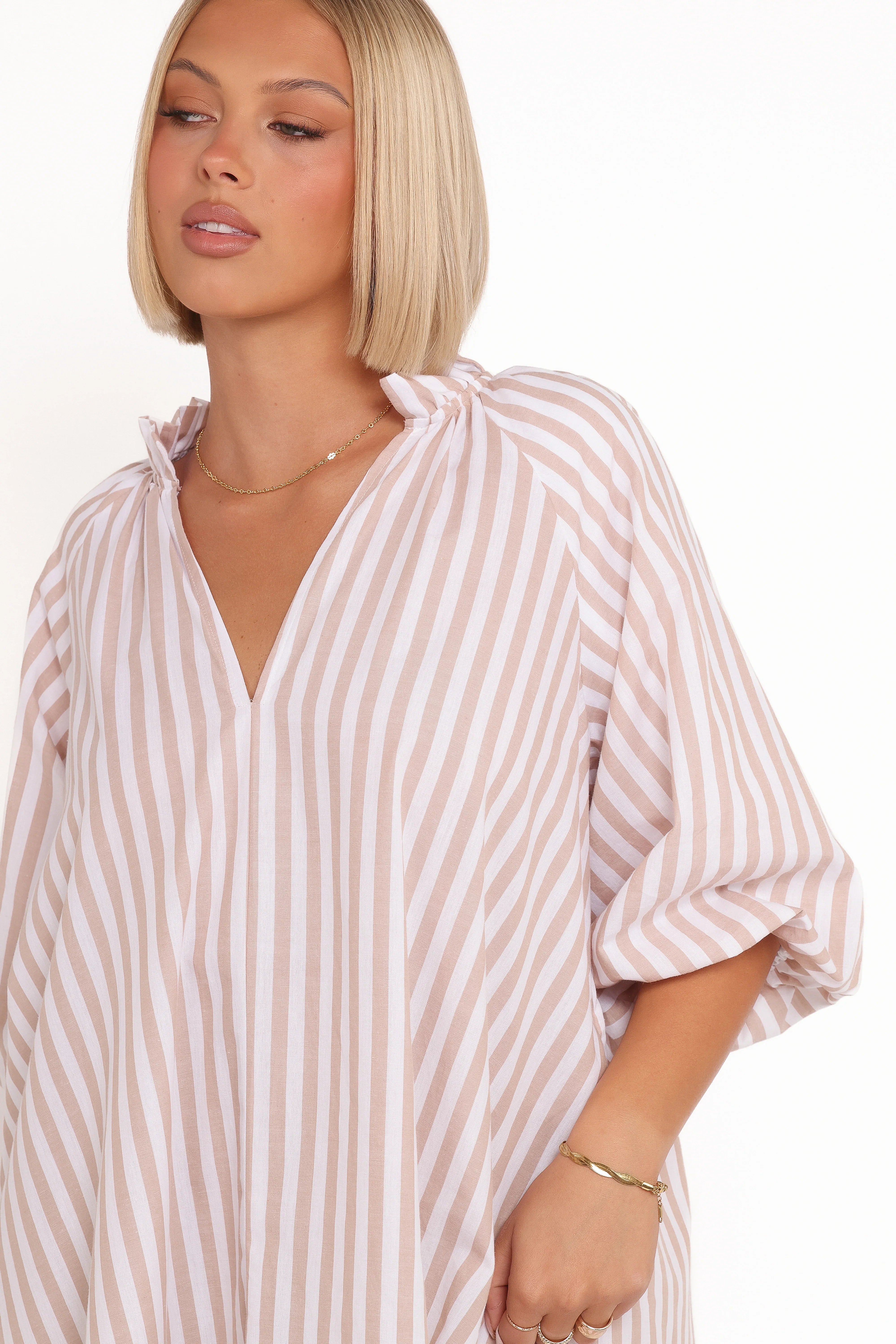 Doran Mini Dress Beige White