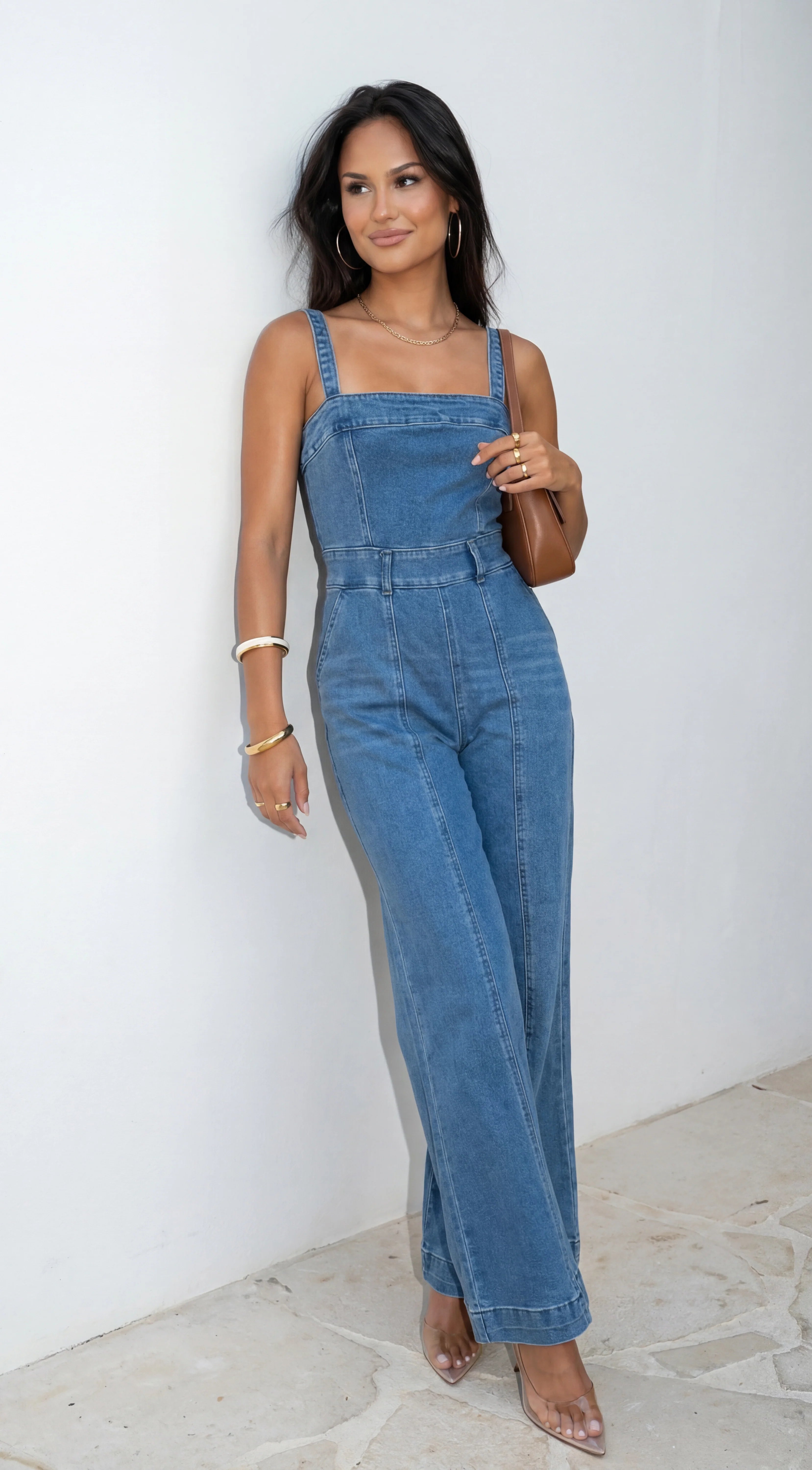 Evolet Denim Jumpsuit Blue