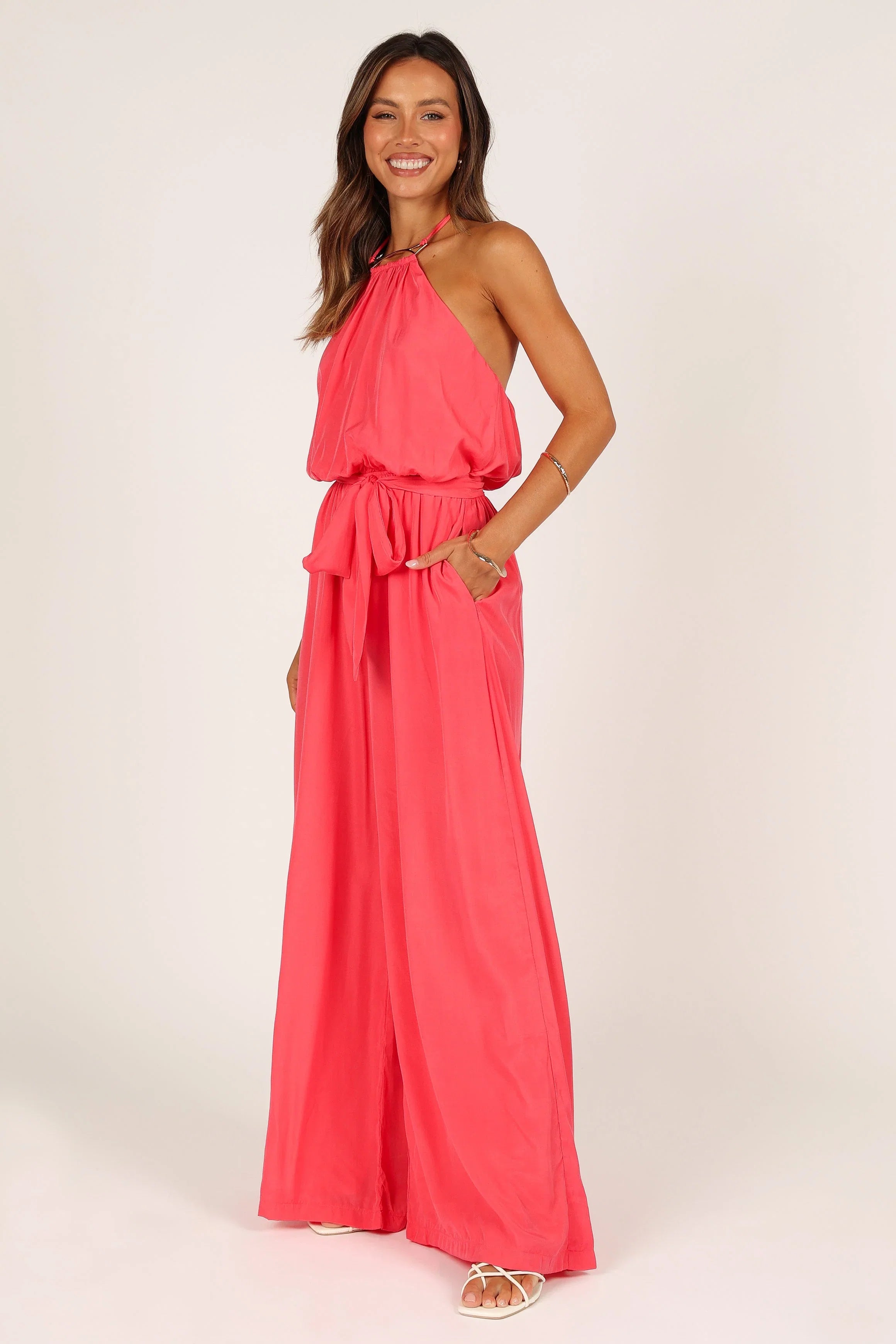 Dionne Halter Jumpsuit Flamingo