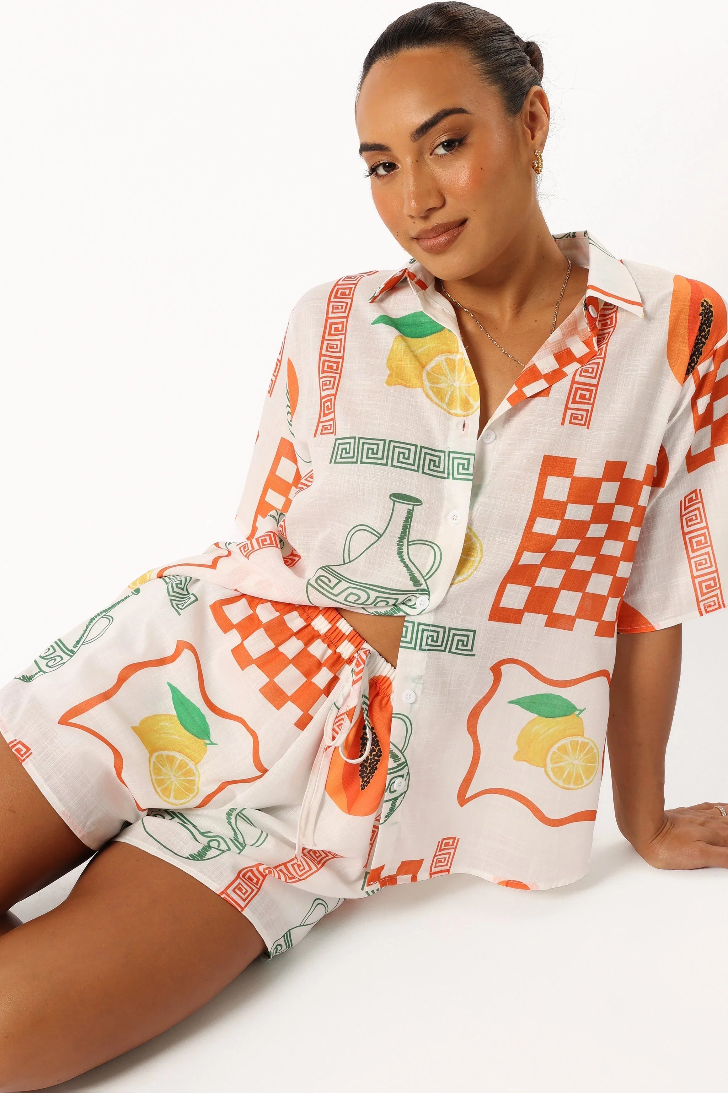 Piccolo Short Set White Orange