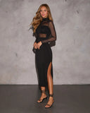 Monroe Sheer Mock Neck Midi Dress