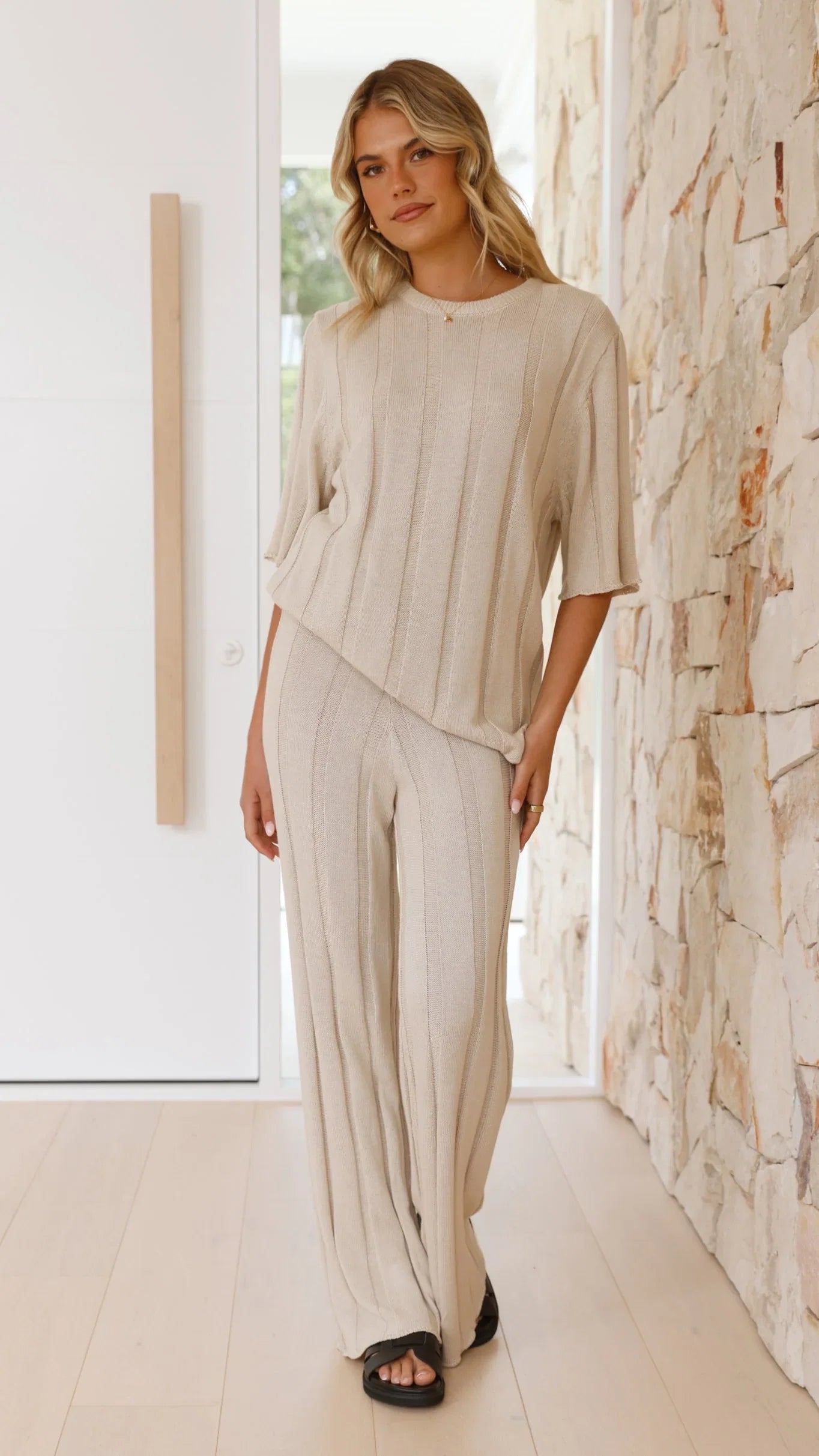 Bayu Knit Pants Cream