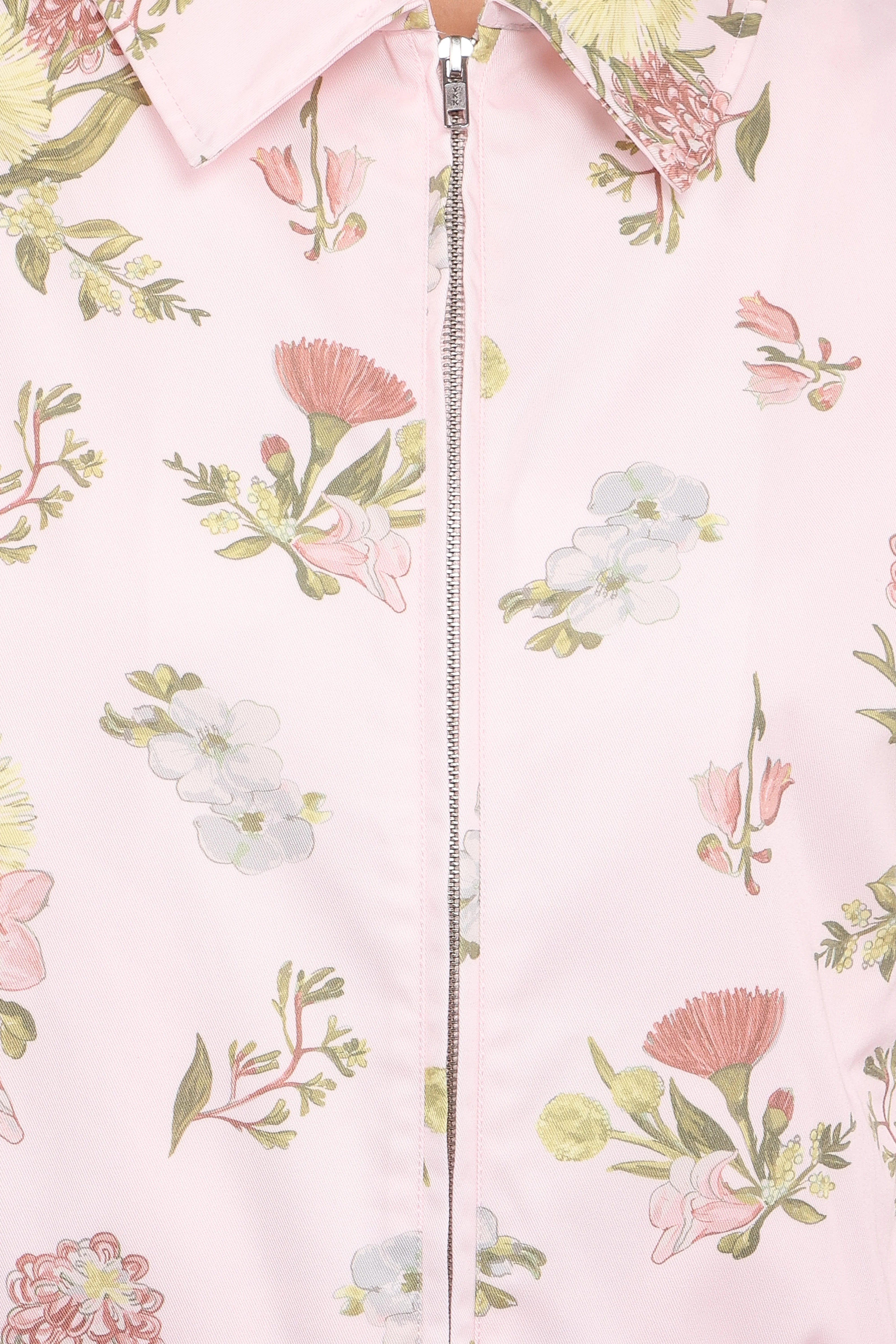Calvin Floral Twill Zip Jacket Pale Pink Floral