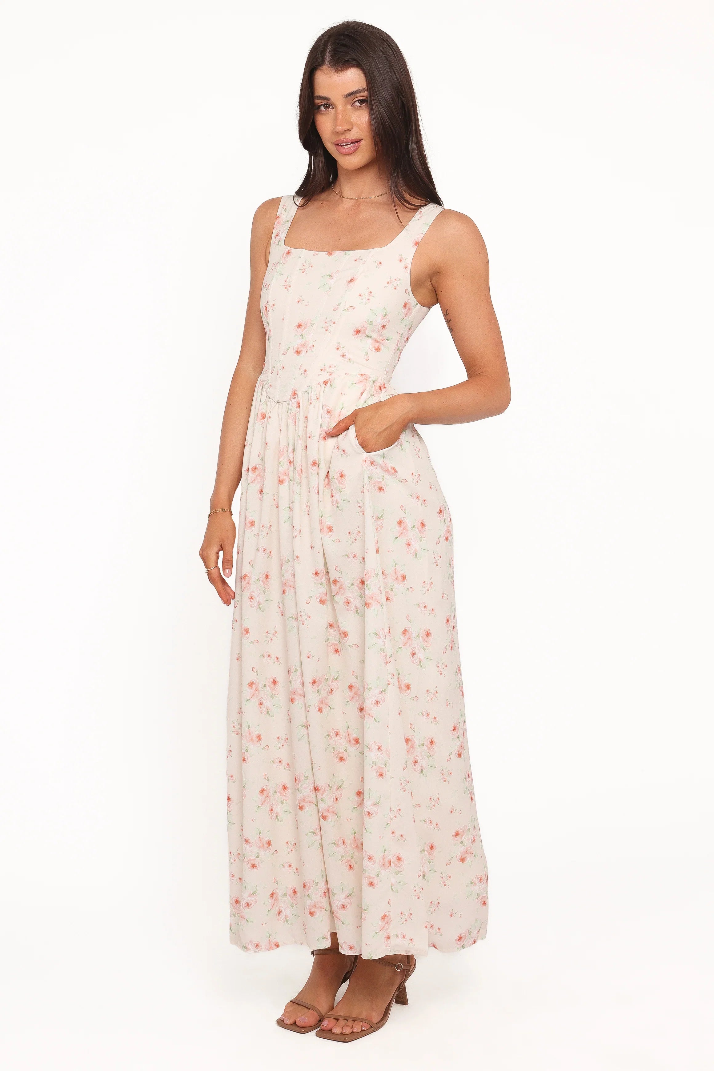 Vespa Midi Dress Peach Floral