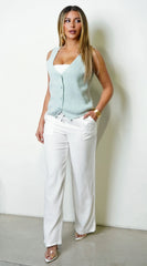 Reena Linen Straight Leg Pants White