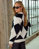 Peirce Contrast Checkered Knit Cardigan