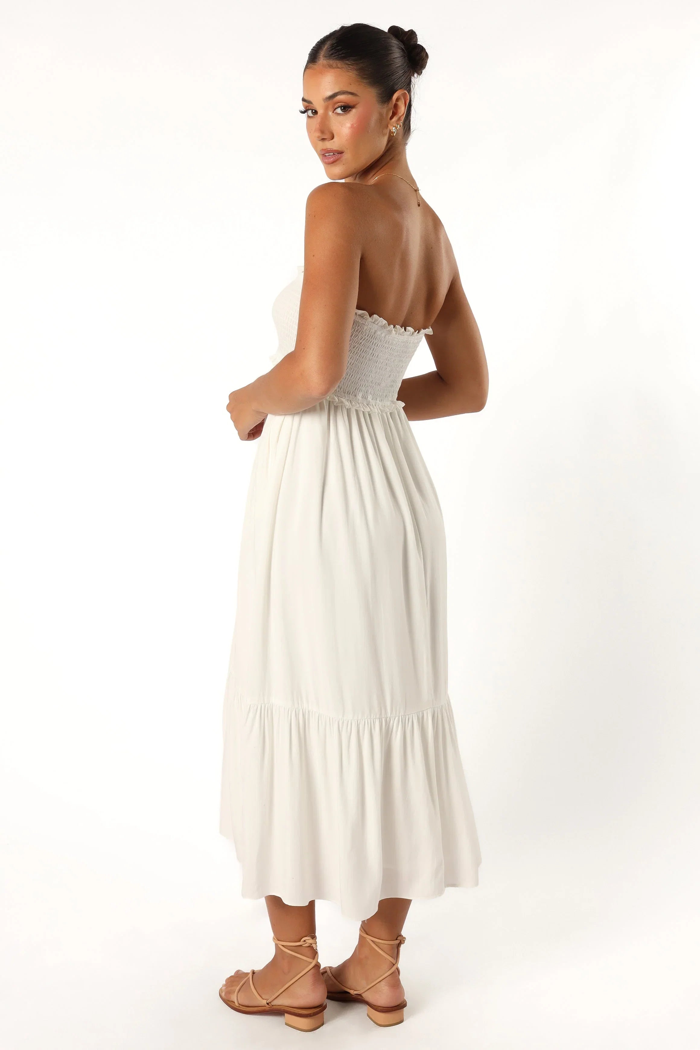 Dayton Strapless Midi Dress White