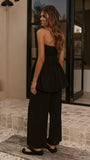 Maison Strapless Top Pants Set Black