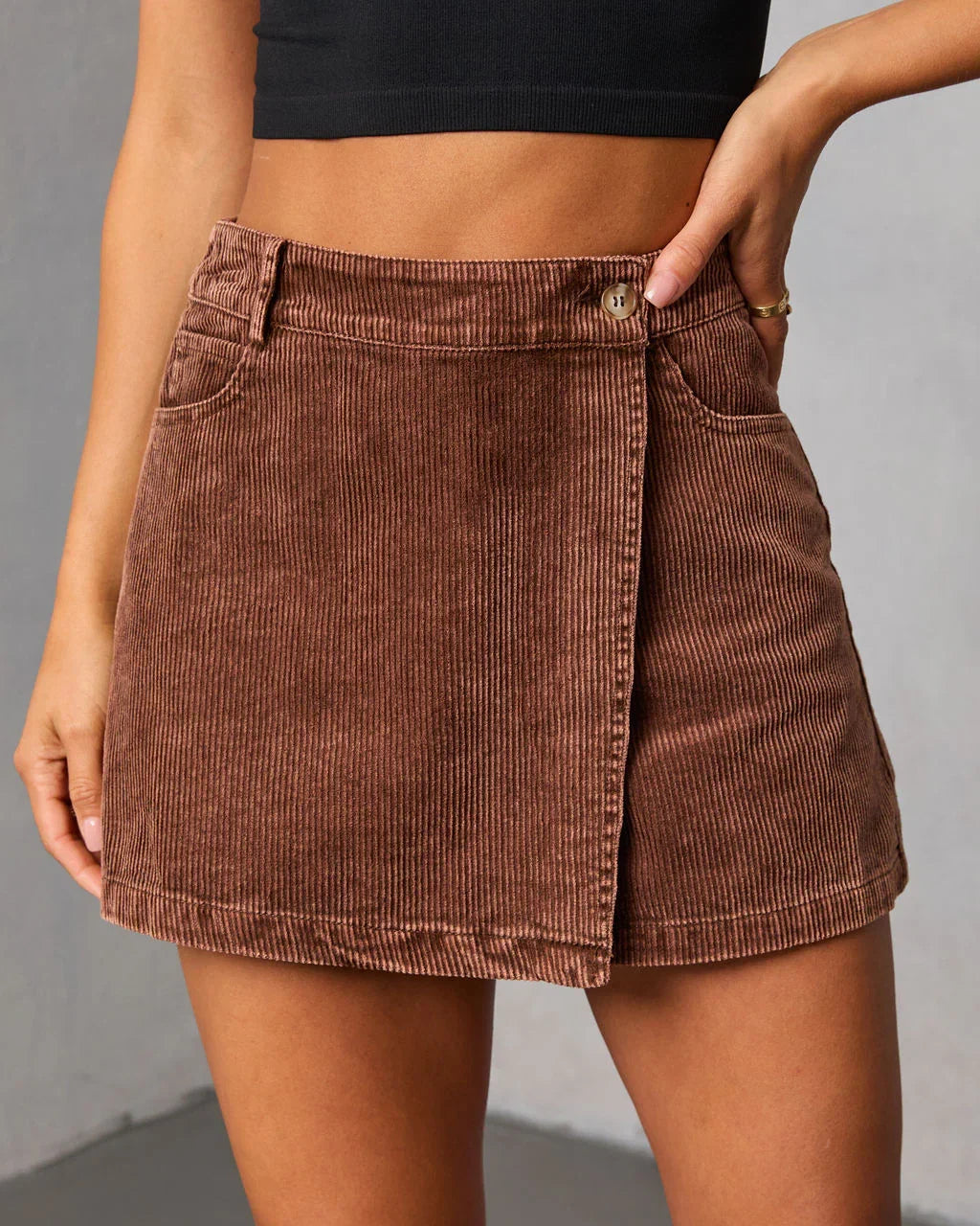Coffee Meets Corduroy Mini Skort