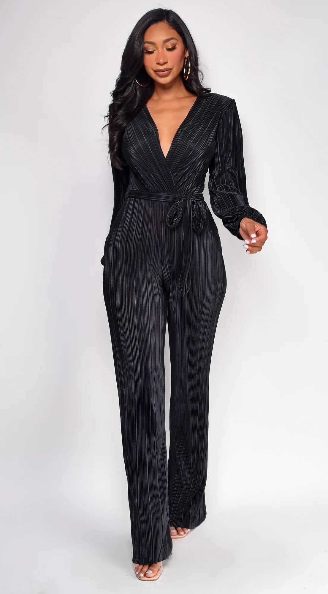 Juna Surplice Jumpsuit Black
