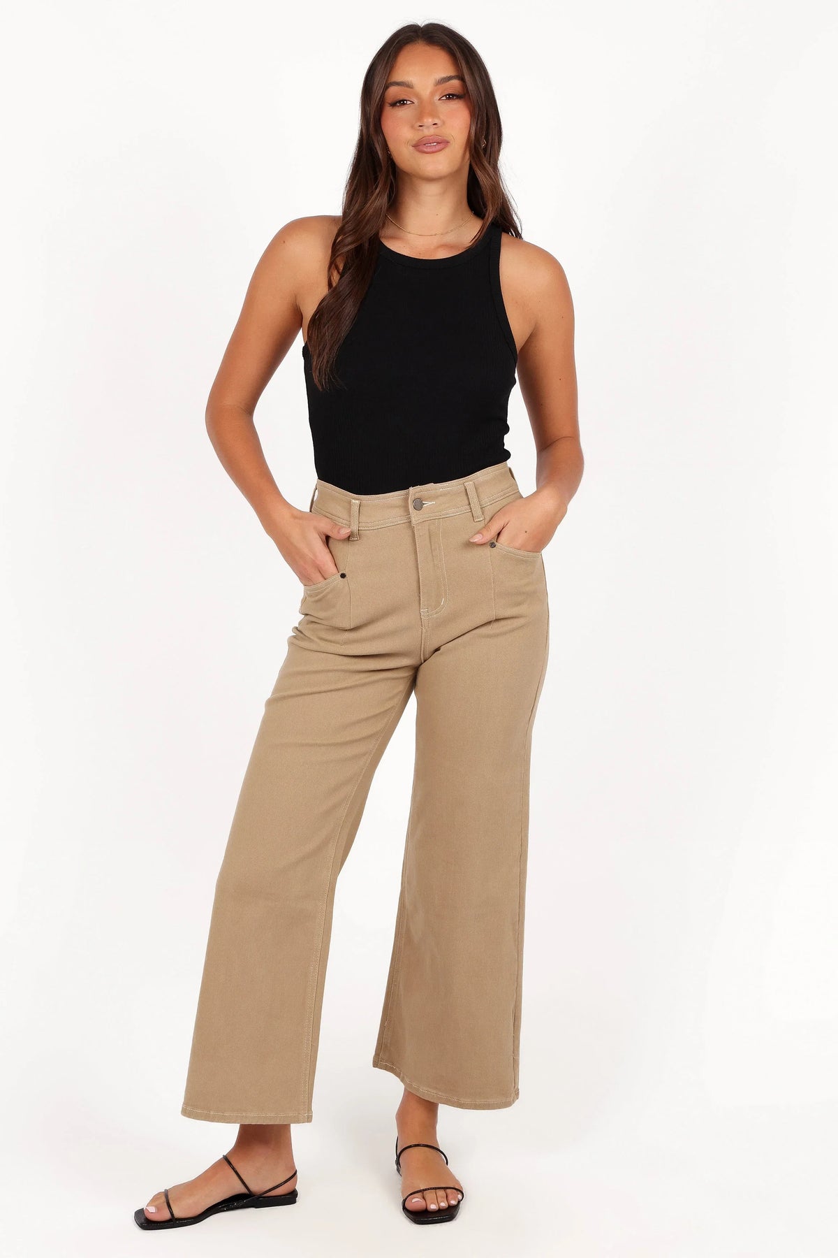 Parson Wide Leg Pant Taupe