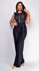Amiliana Lace Top Jumpsuit Black