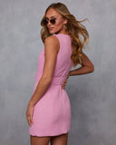 Timelessly Yours Belted Tweed Mini Dress