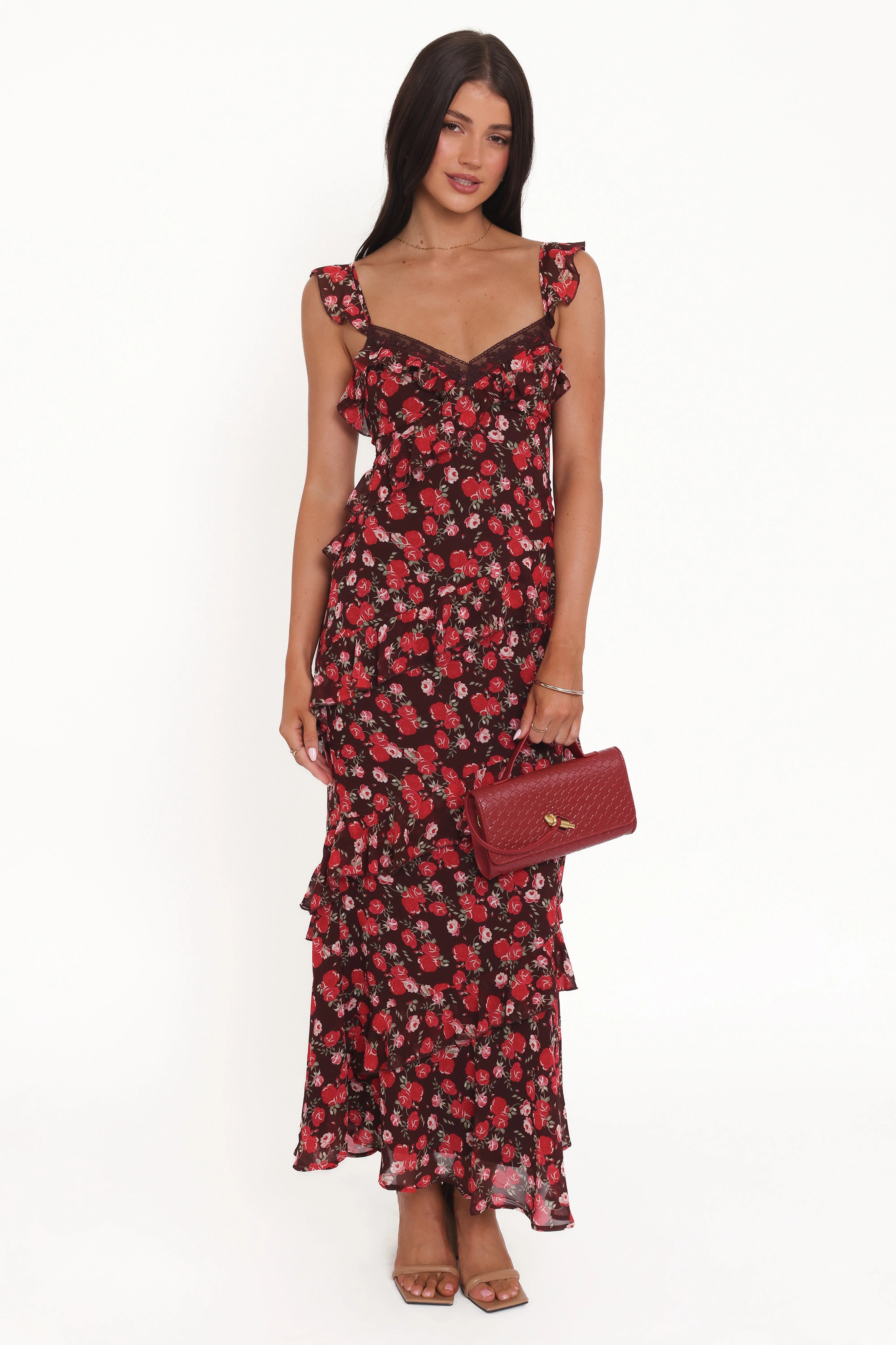 Virginia Maxi Dress Brown Floral