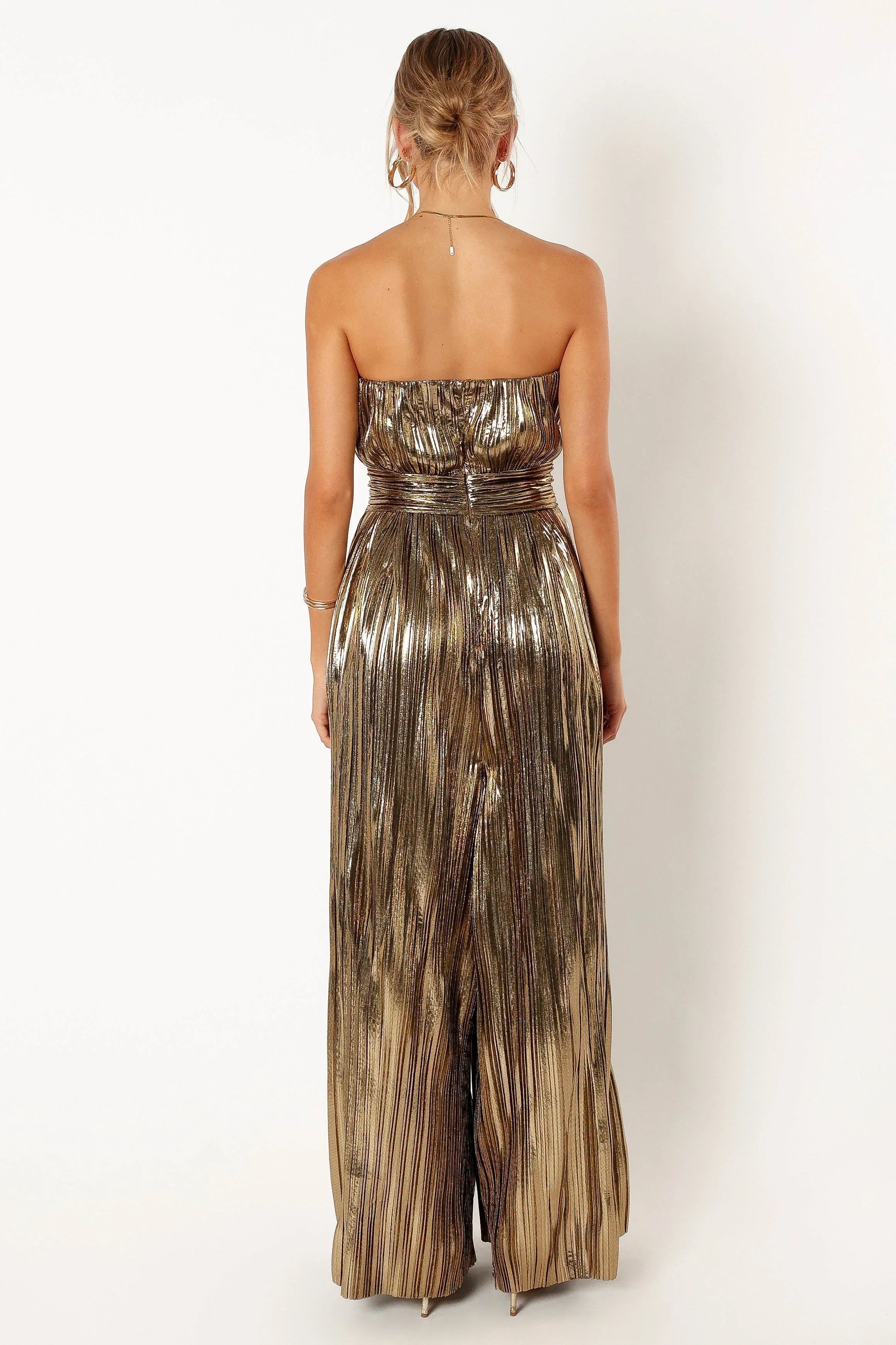 Kerry Pleat Jumpsuit Gold