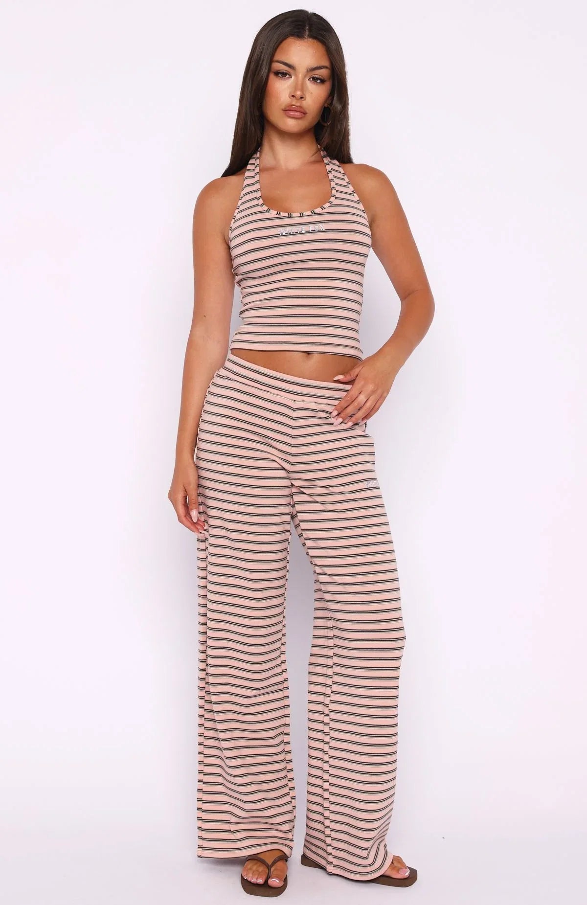 Looking Back Wide Leg Pants Pink Stripe