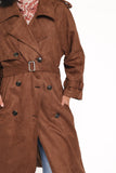 Micha Faux Suede Trench Coat Brown