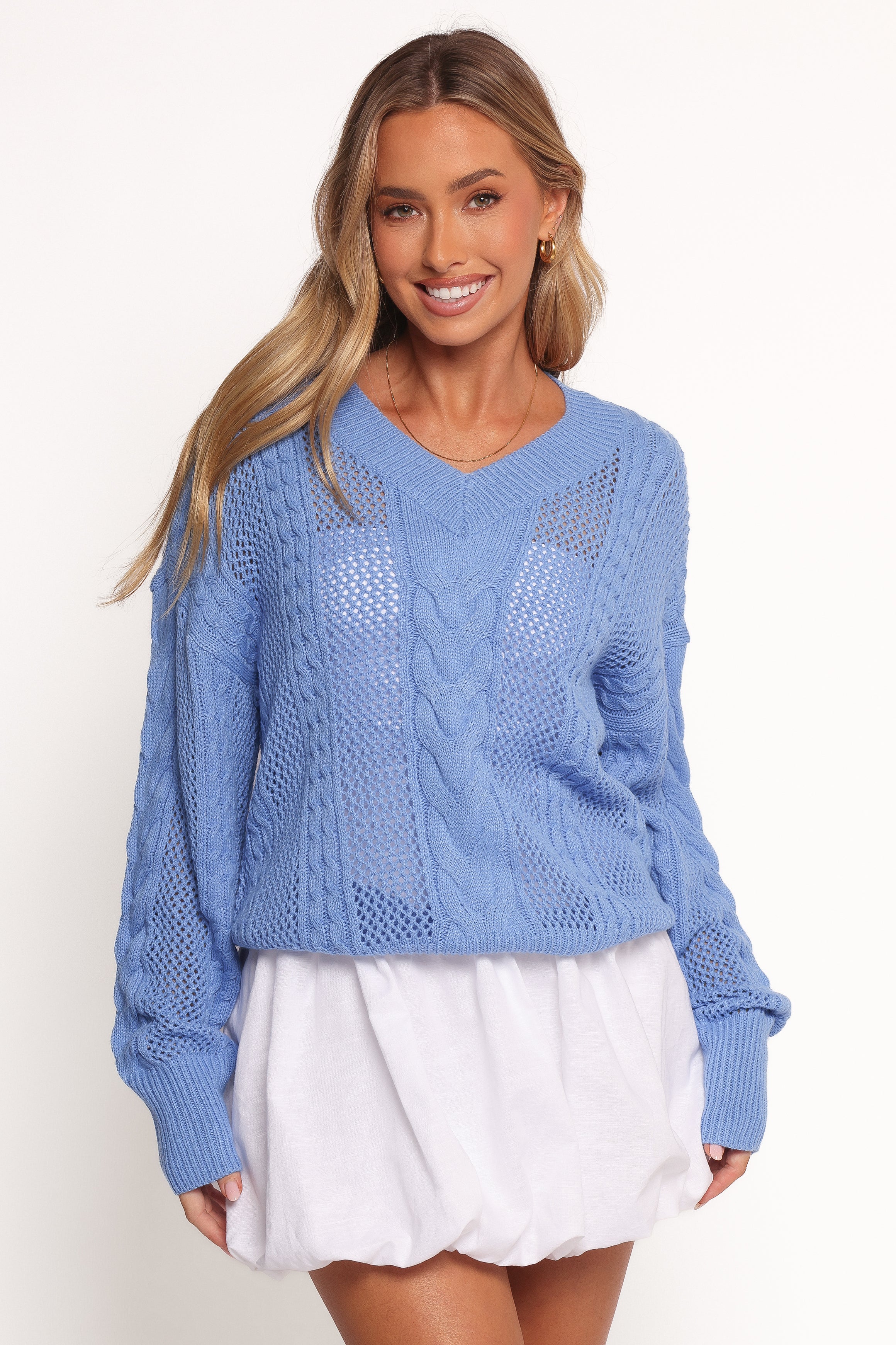 Janie Knit Sweater Blue