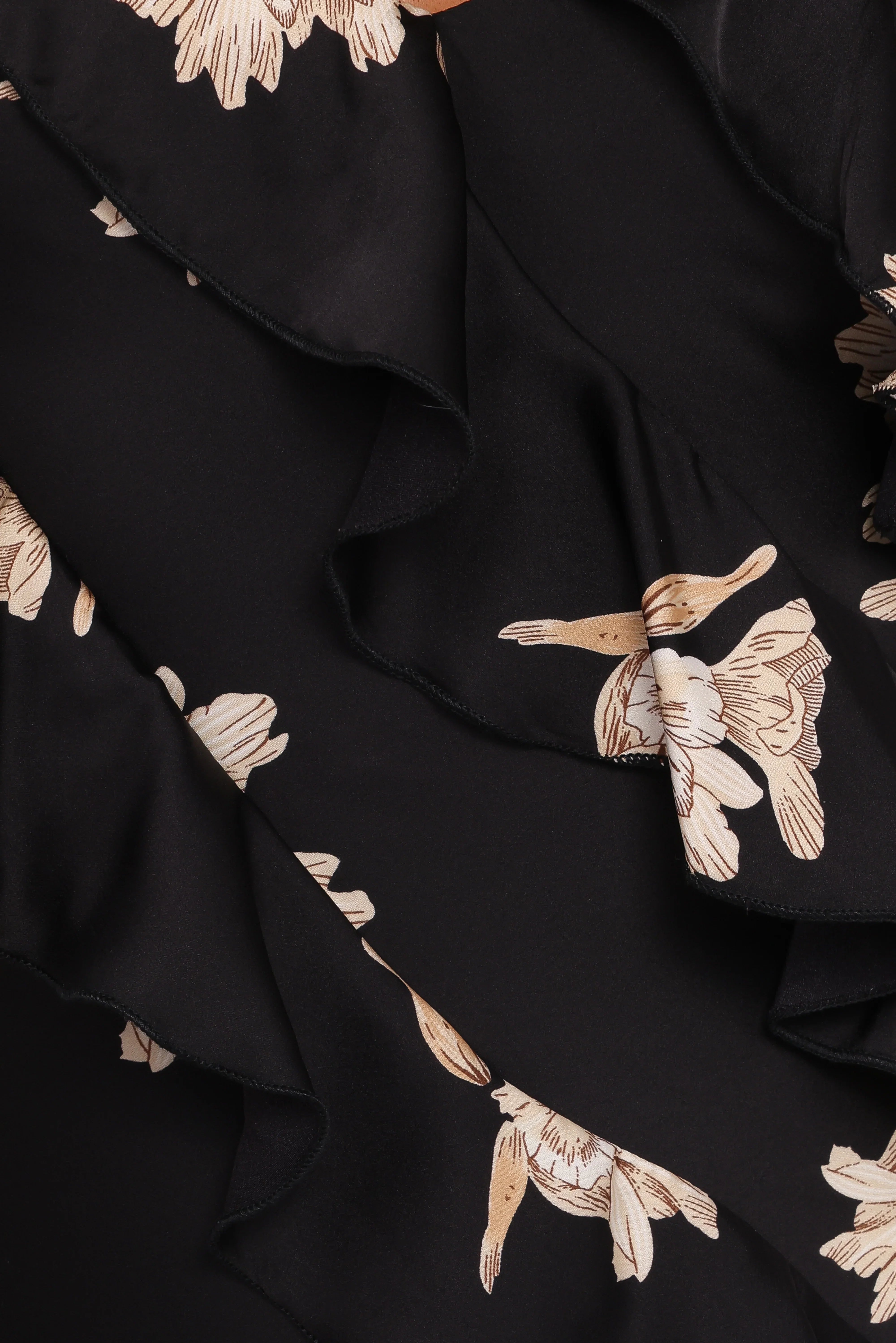 Ciao Ruffles Maxi Satin Dress Black Floral