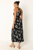 Melody Plisse Halter Maxi Dress Black Floral