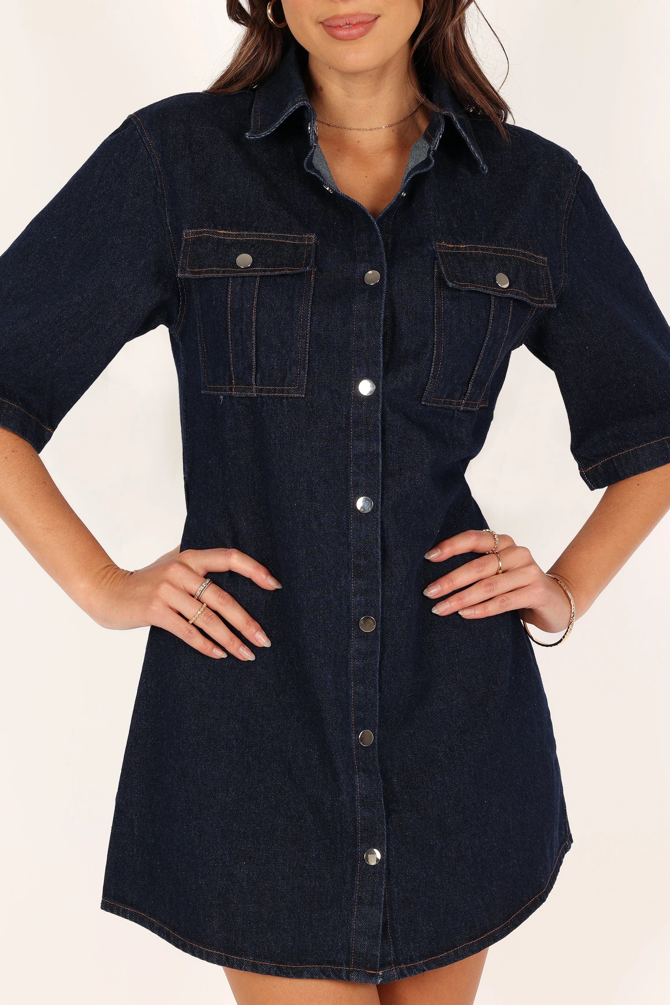 Hailey Denim Mini Dress Dark Denim