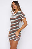 Say It Out Loud Mini Dress Chocolate Grey Stripe
