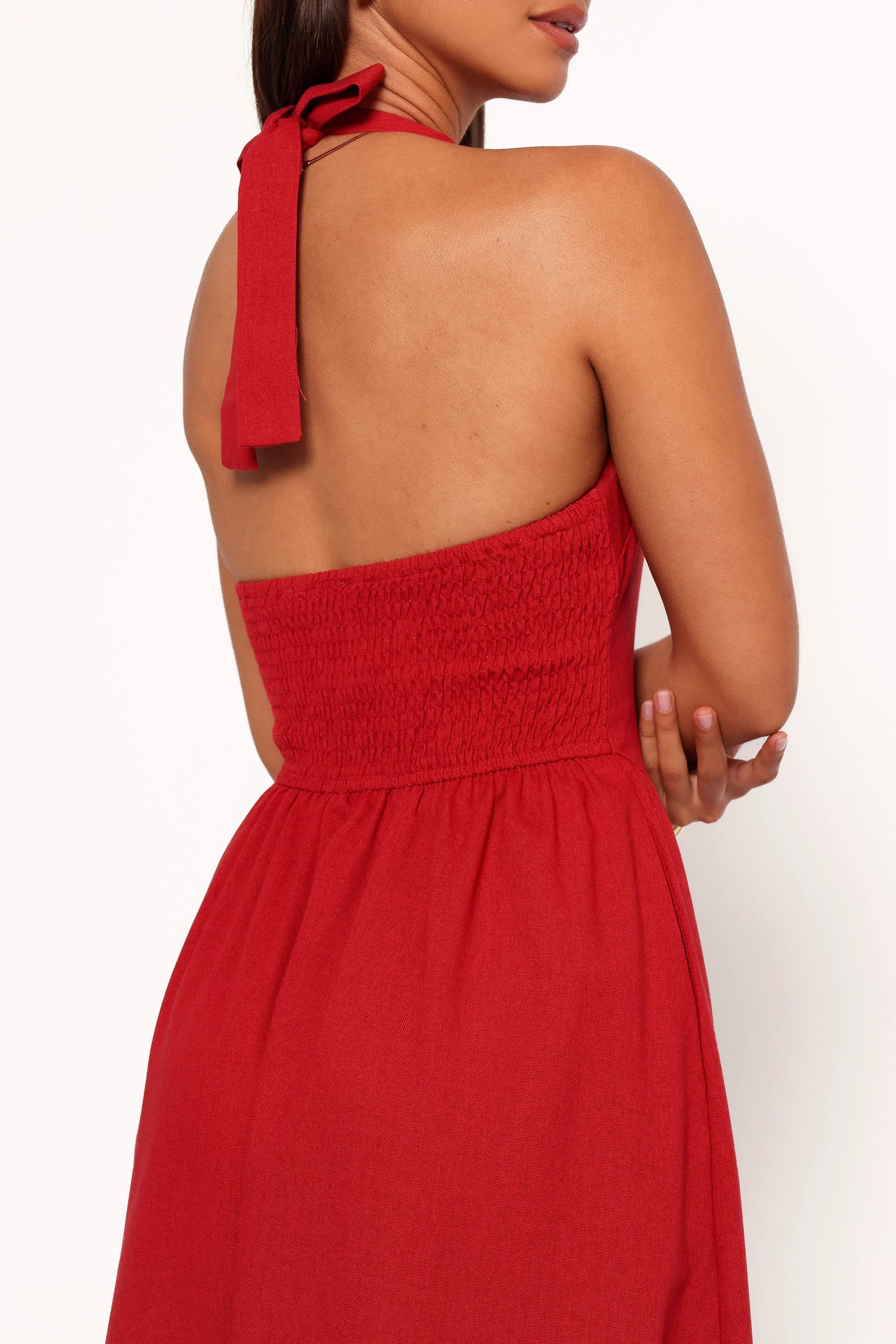 Ramona Halterneck Midi Dress Red