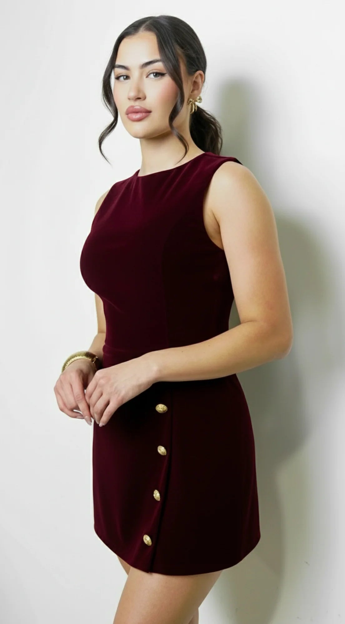 Selune Velvet Romper Burgundy