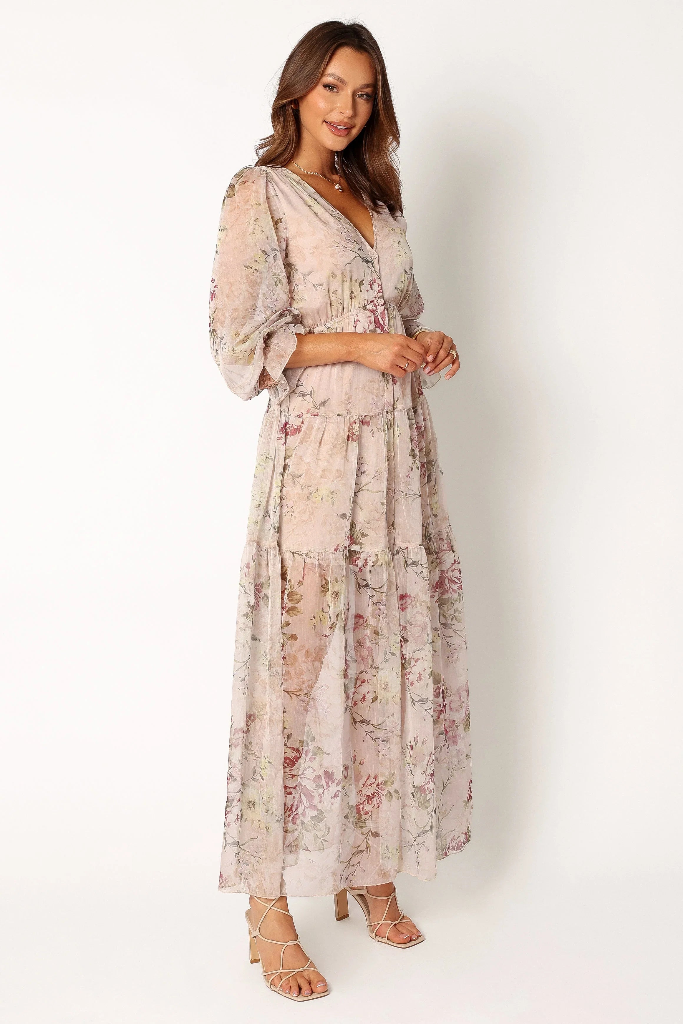 Maria Long Sleeve Maxi Dress Cream