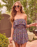 Lilliana Floral Smocked Strapless Romper