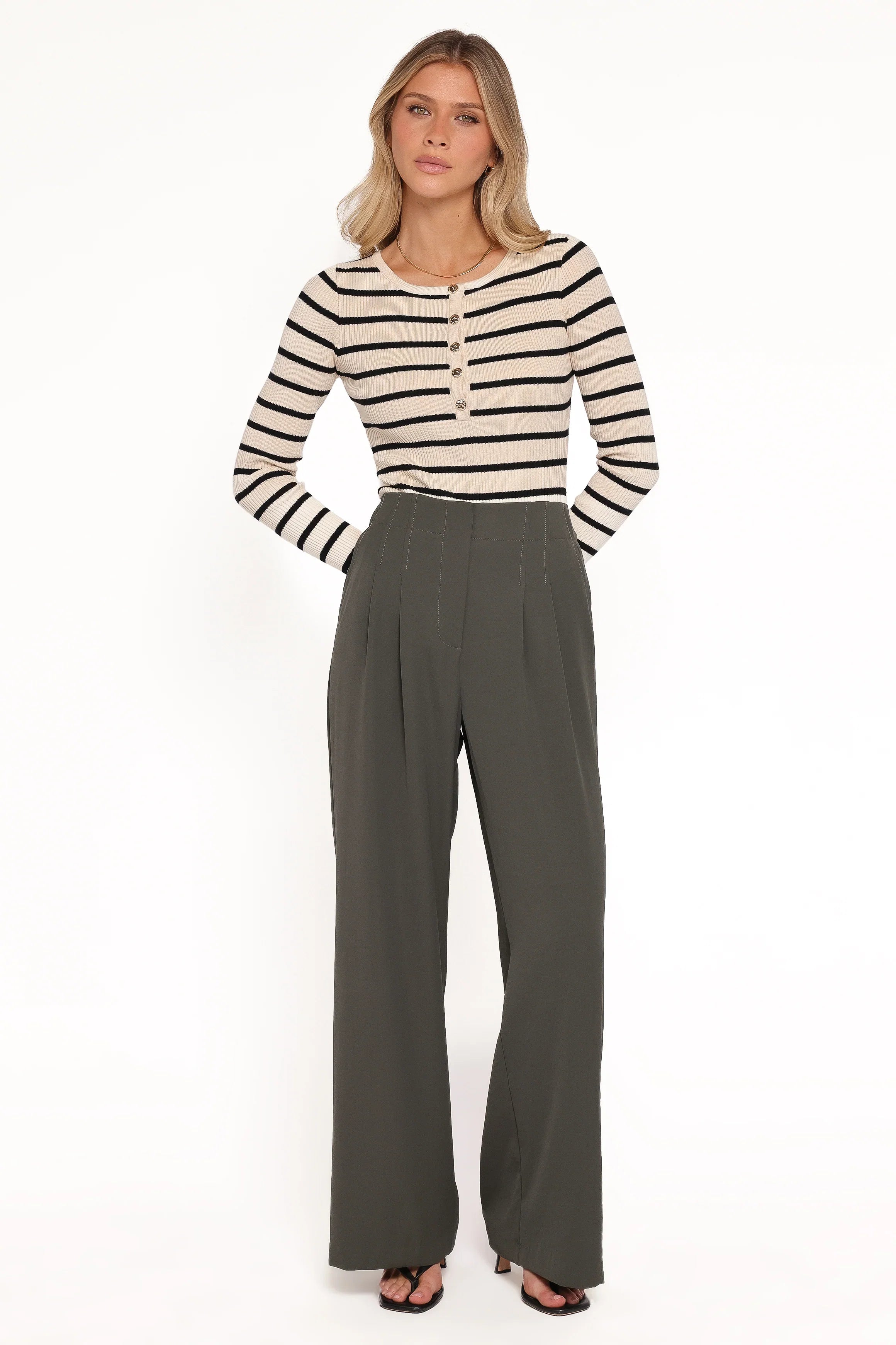 Hayden Pleated Wide Leg Pant Dark Olive