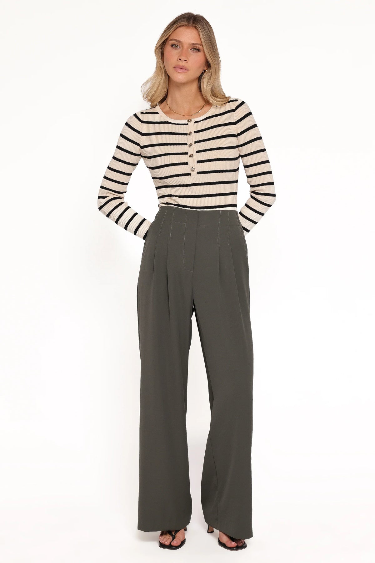 Hayden Pleated Wide Leg Pant Dark Olive