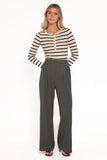 Hayden Pleated Wide Leg Pant Dark Olive