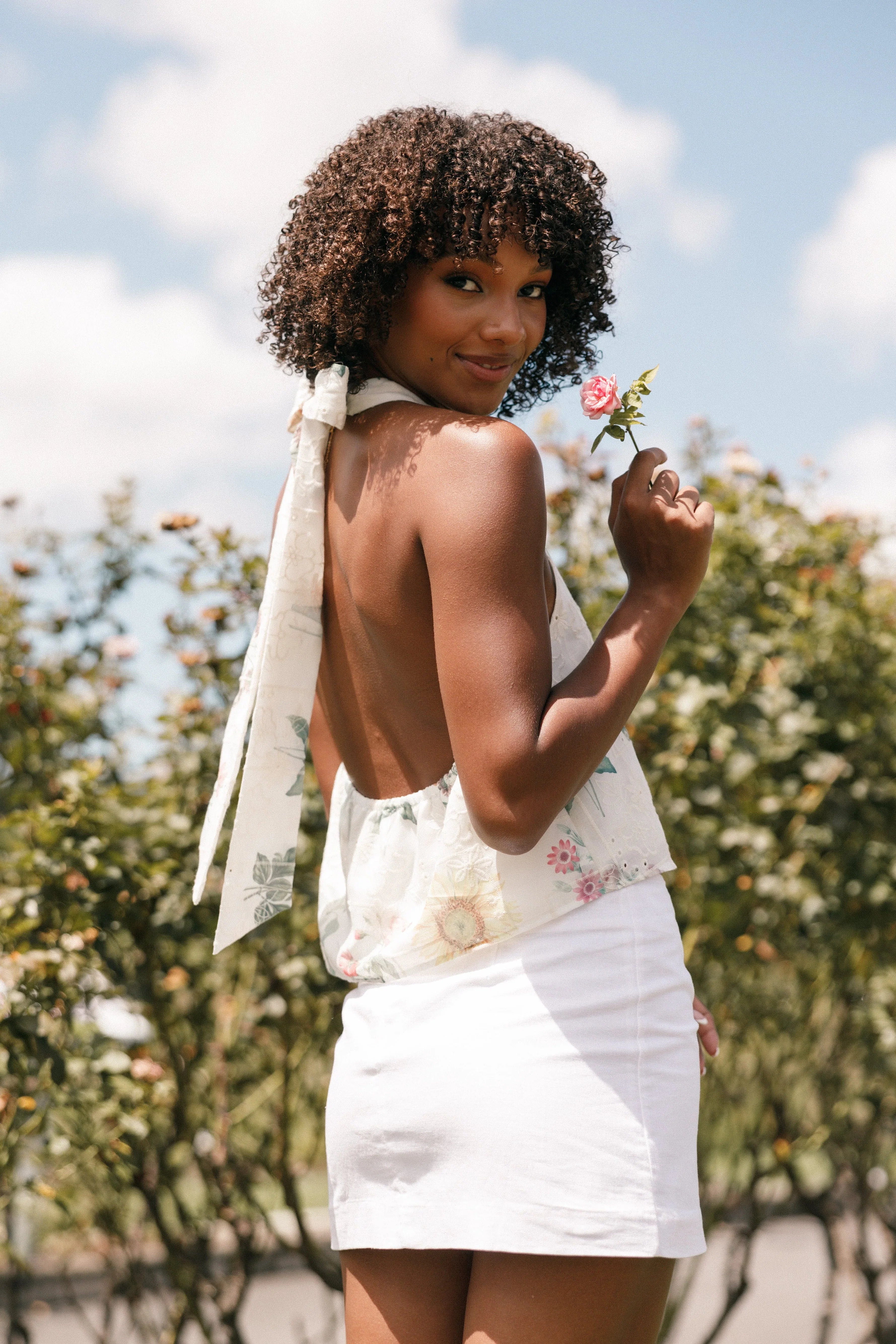 Willa Halterneck Top White Floral