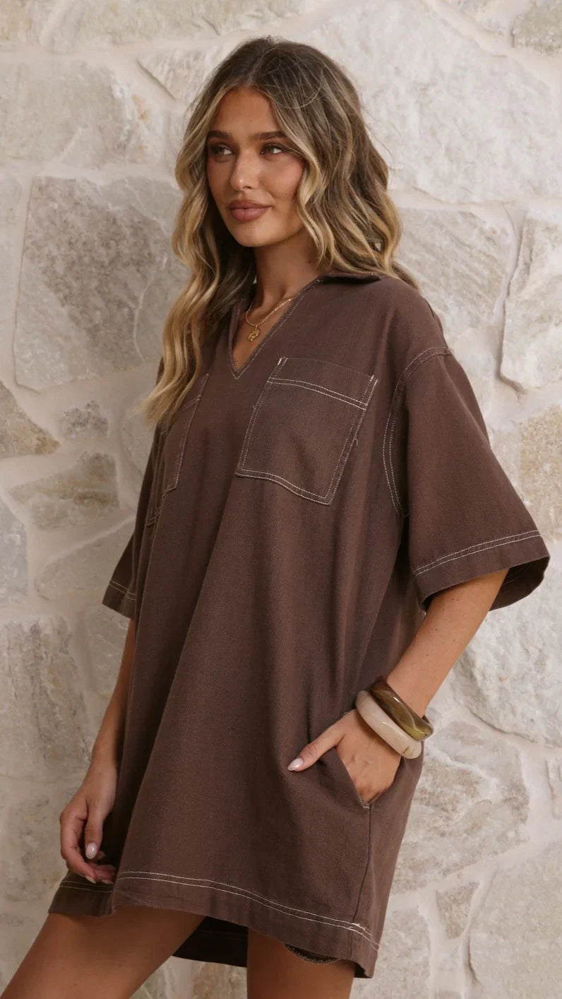 Ilia Denim Mini Dress Chocolate