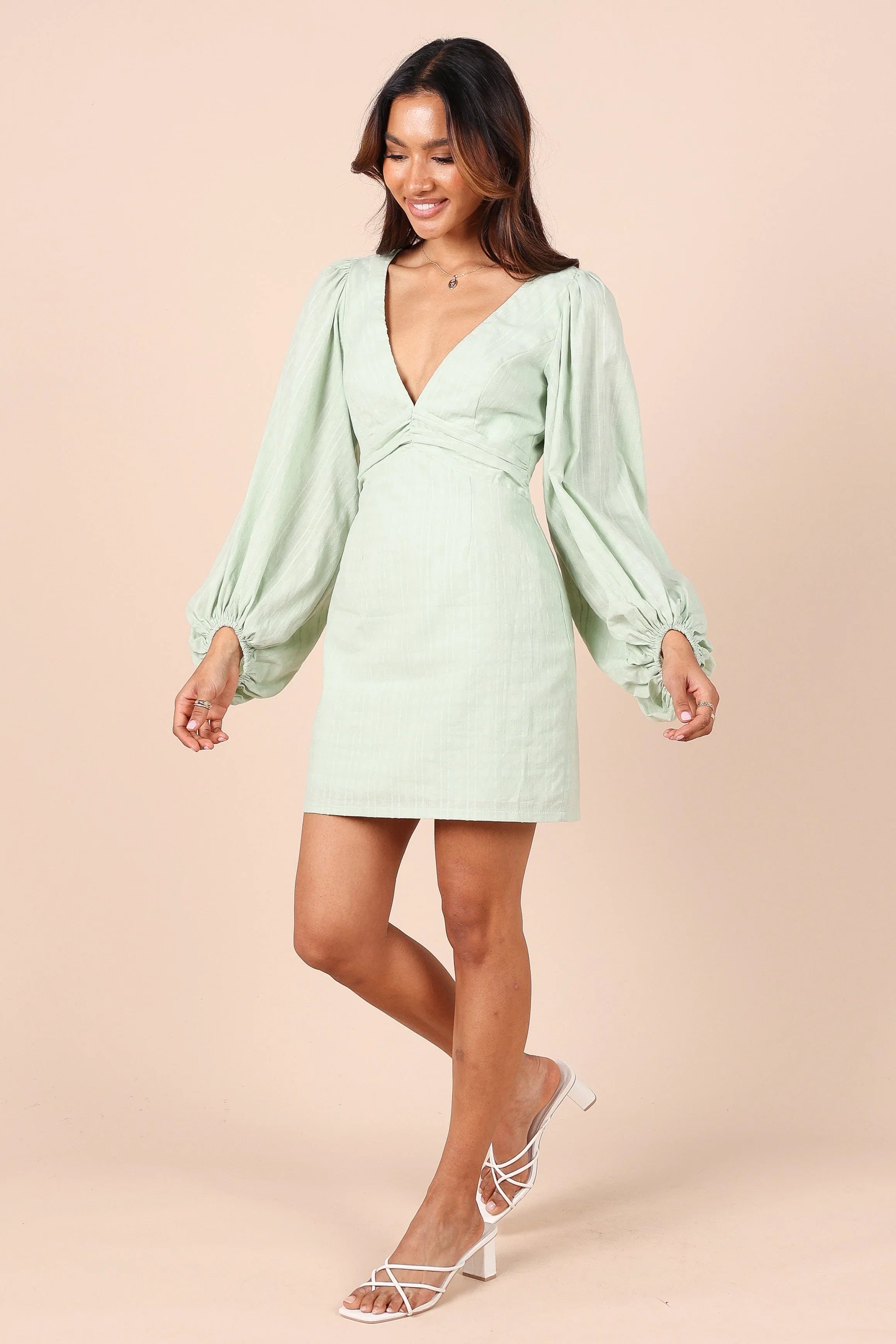 Emilina Long Sleeve Mini Dress Sage