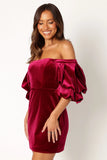 Dali Off Shoulder Velvet Mini Dress Ruby