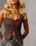 Boho Cowgirl Suede Lace Up Top