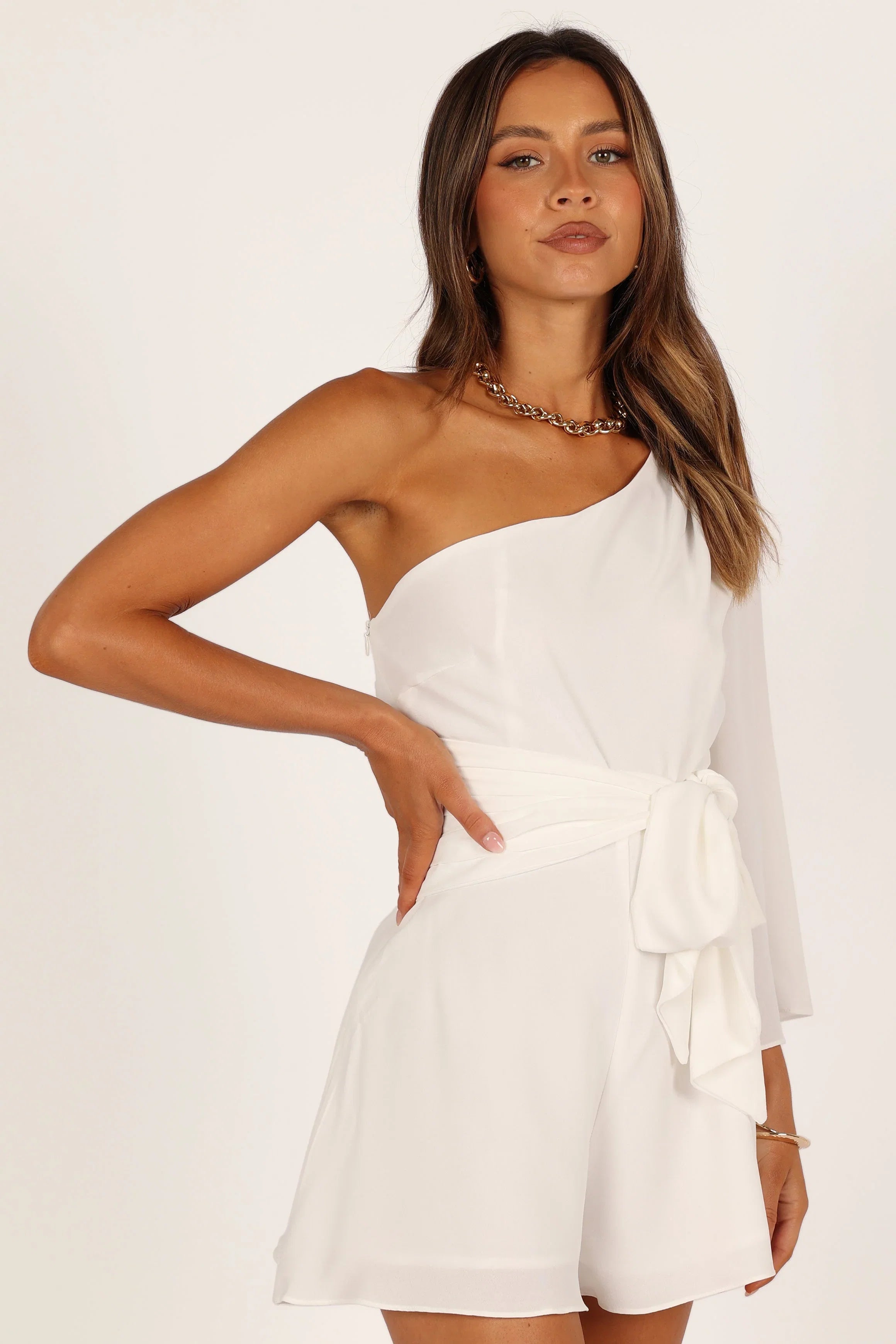 Tien One Sleeve Romper White