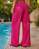 Warm Horizon Floral Crochet Drawstring Cover Up Pants