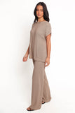 Stassia Knitted Pant Set Brown