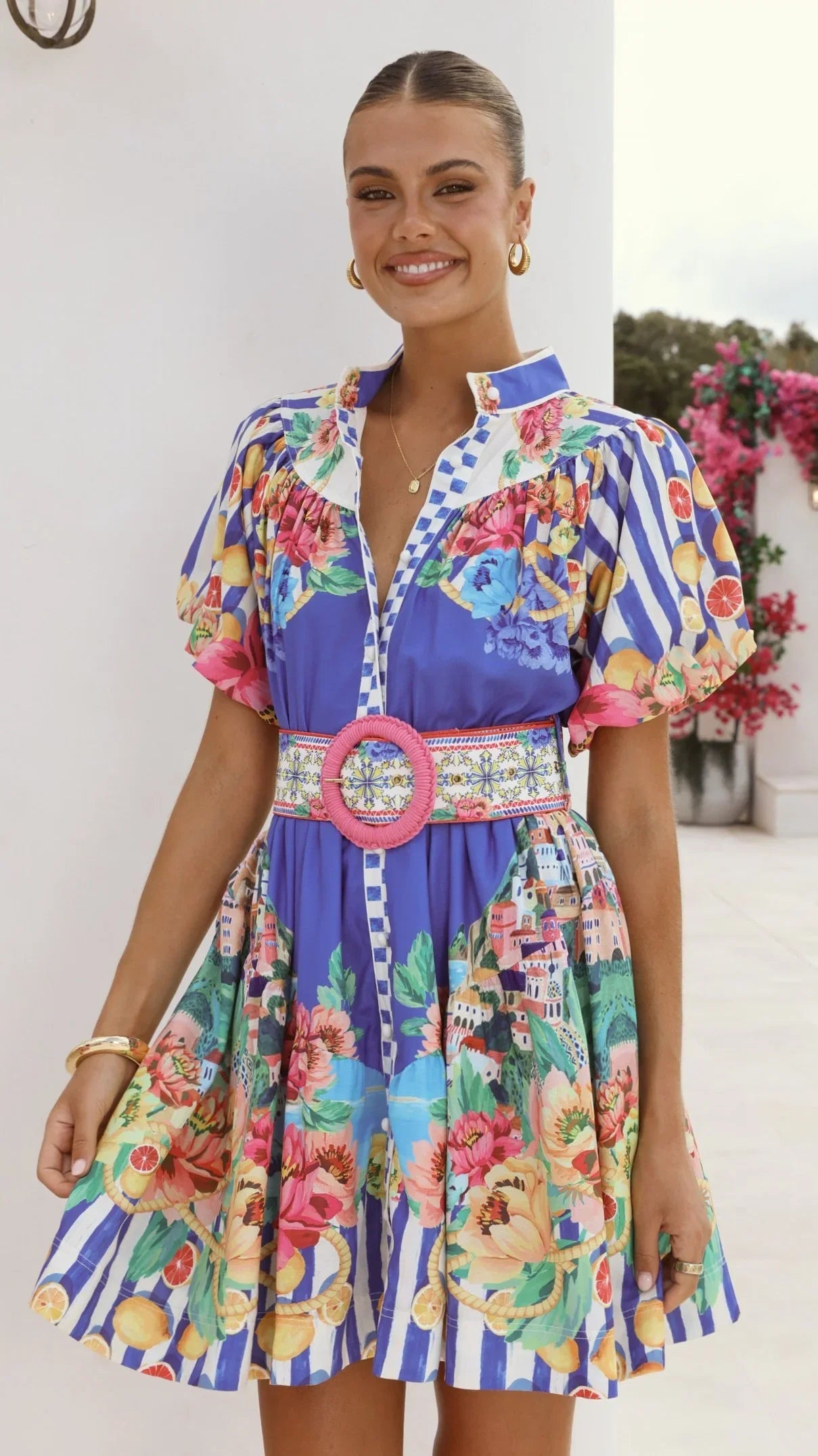 Talisha Mini Dress Positano Cobalt