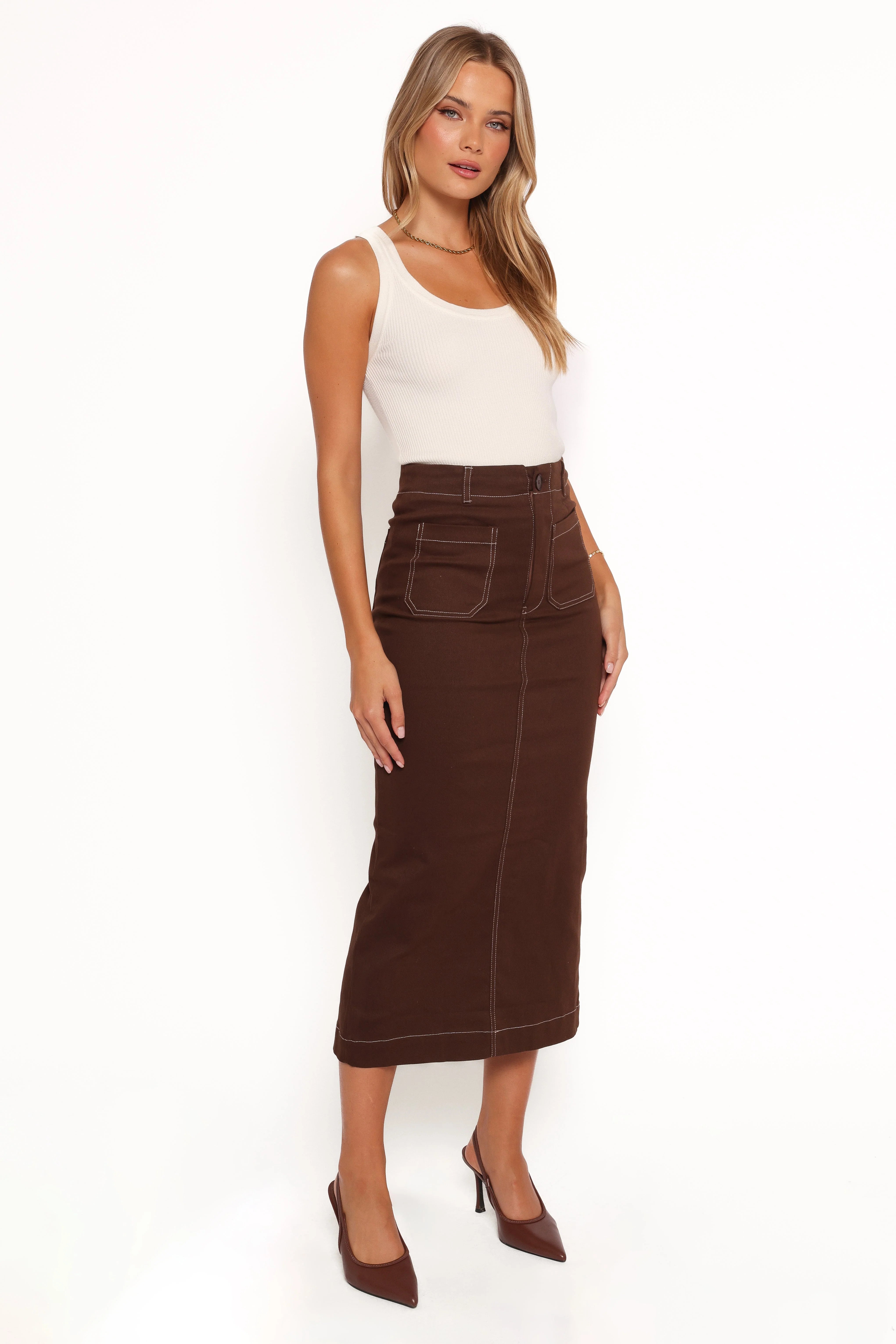 Nikko Midi Skirt Chocolate Brown