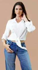 Vessa Tie Front Shirt Ivory