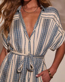 Falling Sun Striped Midi Shirt Dress