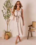 Westen Waist Tie Midi Shirt Dress