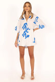 Kellie Romper White Blue
