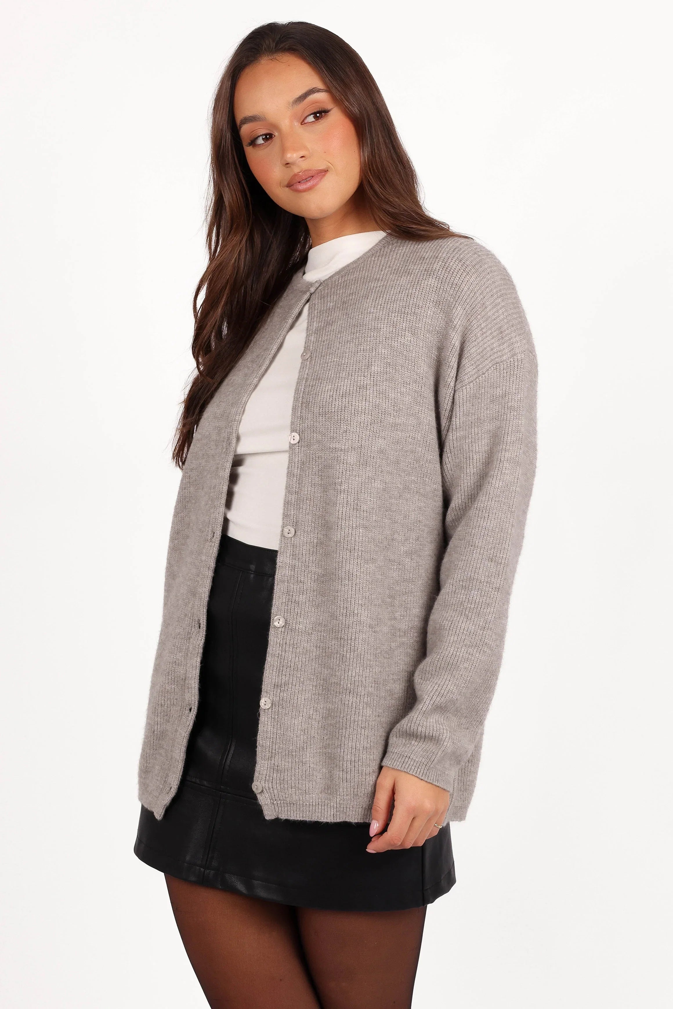Astor Classic Button Up Cardigan Light Grey