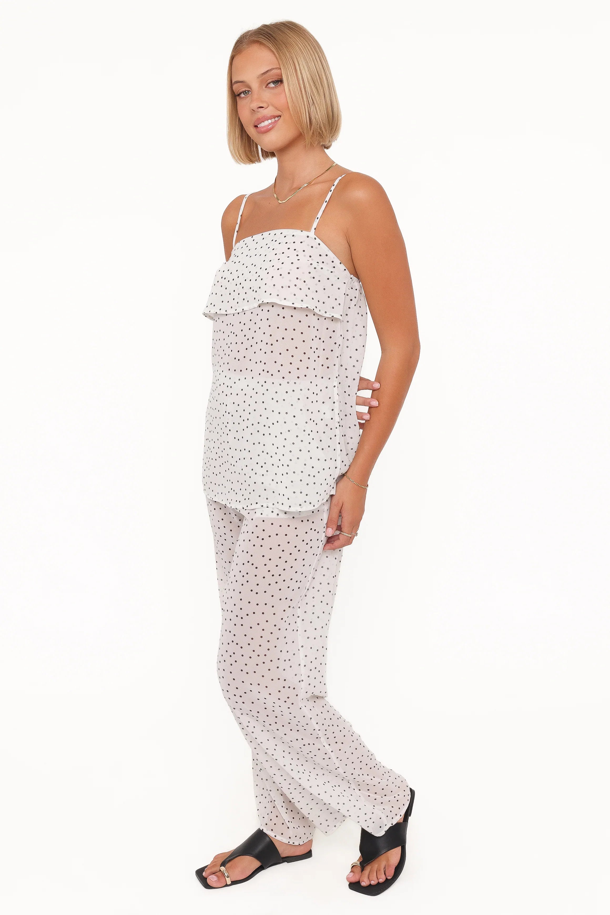 Hazel Pant Set Cream Polka Dot